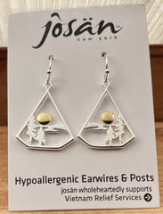 Sterling Silver Trees and Full Moon Earrings