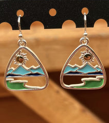 Sterling Silver Mountain & Sun Earrings