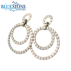 Sterling Silver Stud Drop Double Hoop Earring