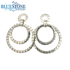Sterling Silver Stud Drop Double Hoop Earring