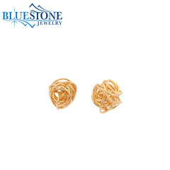 14K Gold Filled Silver Spun Wire Stud Earrings