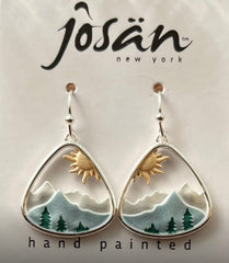 Sterling Silver Sun, Mountains & Trees Earrings
