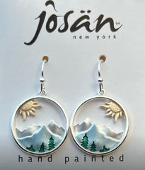 Sterling Silver Sun, Mountains and Trees Earrings