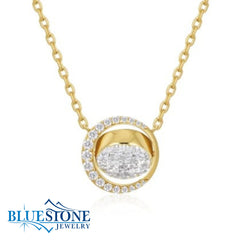 14 Karat Yellow Gold Plated Pave Moon & Starburst Necklace - 18"