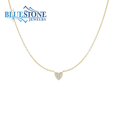 14 Karat Yellow Gold Plated Pave Heart Necklace - 19"