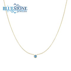 14 Karat Yellow Gold Plated 3mm Created Turquoise Necklace - 18"