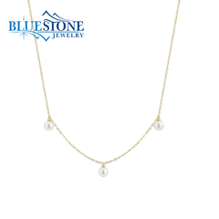 14 Karat Yellow Gold 3 Shell Pearl Necklace - 17"