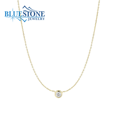 14 Karat Yellow Gold Solitaire CZ Necklace - 18"