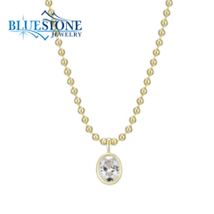 14 Karat Yellow Gold Bezel Set Oval Necklace - 2.5mm, 20"