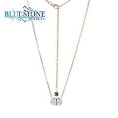 14 Karat Yellow Gold Plated Necklace w/ Bezel Set Oval Cubic Zirconia - 20"