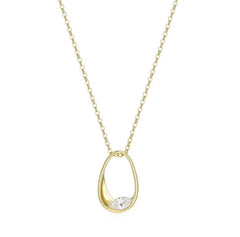 14K Yellow Gold Plated Necklace w/ One Marquise CZ - 20"