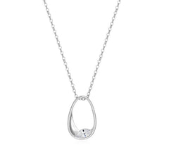 Sterling Silver Necklace w/ One Marquise CZ - 20"