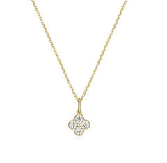 Sterling Silver & 10KYG Plated Clover CZ Necklace - 19"