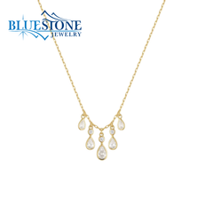 14KYG Plated Cascading Pear CZ Necklace -19"
