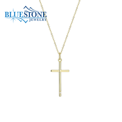 Sterling Silver & 10KYG Plated Cross CZ Necklace - 20"