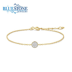 14 Karat Yellow Gold Plated CZ Pave Bracelet - 7.25"