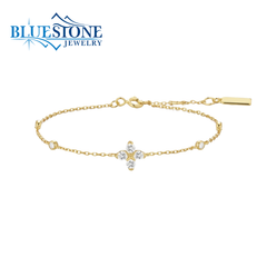 14 Karat Yellow Gold Plated Lucky Clover Bracelet - 7.5"