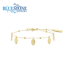 14 Karat Yellow Gold Plated Leaf Station Bracelet - 7.25"