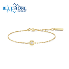14 Karat Yellow Gold Plated Bracelet w/ One Cubic Zirconia - 7.25"