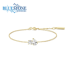 14 Karat Yellow Gold Plated Moi & Toi Bracelet w/ Cubic Zirconias - 7.25"