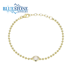 14 Karat Yellow Gold Bezel Set Oval Bracelet- 2.5mm, 7.5"