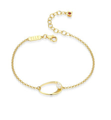 14K Yellow Gold Plated Bracelet w/ One Marquise CZ - 8.25"