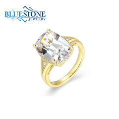 14KYG Plated Rectangular Cushion Cut Ring w/ CZ's - Size 6