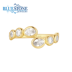 14KYG Adjusable Cubic Zirtconia Ring - Sz. 6.25