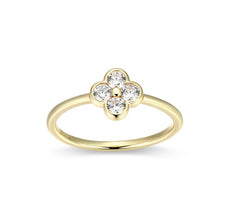 Sterling Silver & 10KYG Plated Clover CZ Ring - Sz. 7
