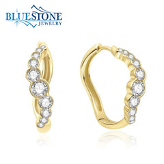 14 Karat Yellow Gold Plated Wave Hoops w/ 20 CZ Gemstones
