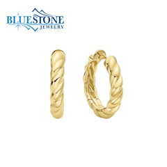 14 Karat Yellow Gold Plated Twist Hoops Earrings