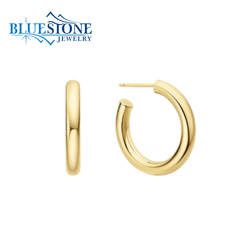 14 Karat Yellow Gold Plated Dome Stud Hoops Earrings - 23mm
