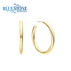 14 Karat Yellow Gold Plated Dome Stud Hoops Earrings - 36mm