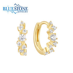 Small 14KYG Plated Zig-Zag CZ Huggie Earrings