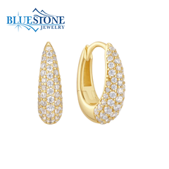 Small 14KYG Plated Pave CZ Huggie Earrings