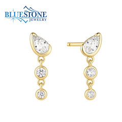 14KYG Half Bezel Drop Stud Earrings w/ CZ's