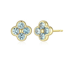 Sterling Silver & 10KYG Plated Clover Spinel Stud Earrings