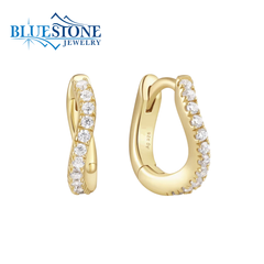 Small 14K Yellow Gold Plated Wave Huggie Earrings