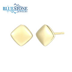 Sterling Silver & 10KYG Plated Geometric Stud Earrings