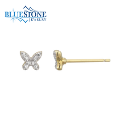 14KYG Plated Petite Butterfly Stud Earrings w/ LAB Diamonds