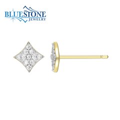 14KYG Plated Rhombus Stud Earrings w/ LAB Diamonds