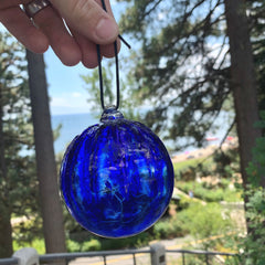 Custom Blown Glass Ornament in Blue