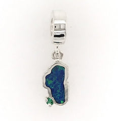 Small Sterling Silver Lake Tahoe Lab Grown Opal and One Round Simulate