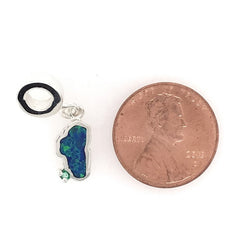 Small Sterling Silver Lake Tahoe Lab Grown Opal and One Round Simulate
