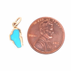 Small Yellow Gold Turquoise Lake Tahoe Charm for Charm Bracelet