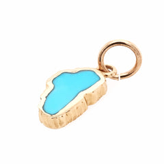 Small Yellow Gold Turquoise Lake Tahoe Charm for Charm Bracelet