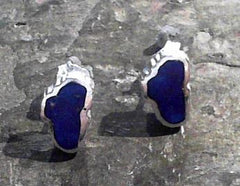 Sterling Silver Stud Earrings with 2 Lake Tahoe Shaped Lapis Gemstones.