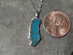 Sterling Silver Medium Donner Lake Pendant with Turquoise