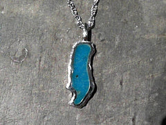 Sterling Silver Medium Donner Lake Pendant with Turquoise