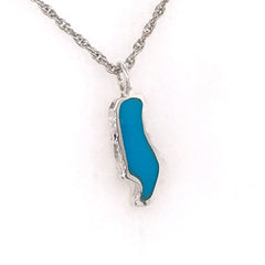 Small Silver Donner Lake Pendant with Turquoise